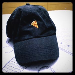 black hat with pizza logo